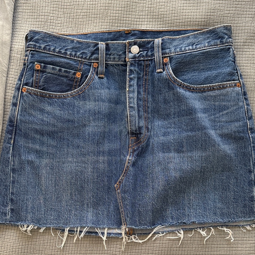 Levi's Blue Denim Skirt with Frayed Hem, size 30